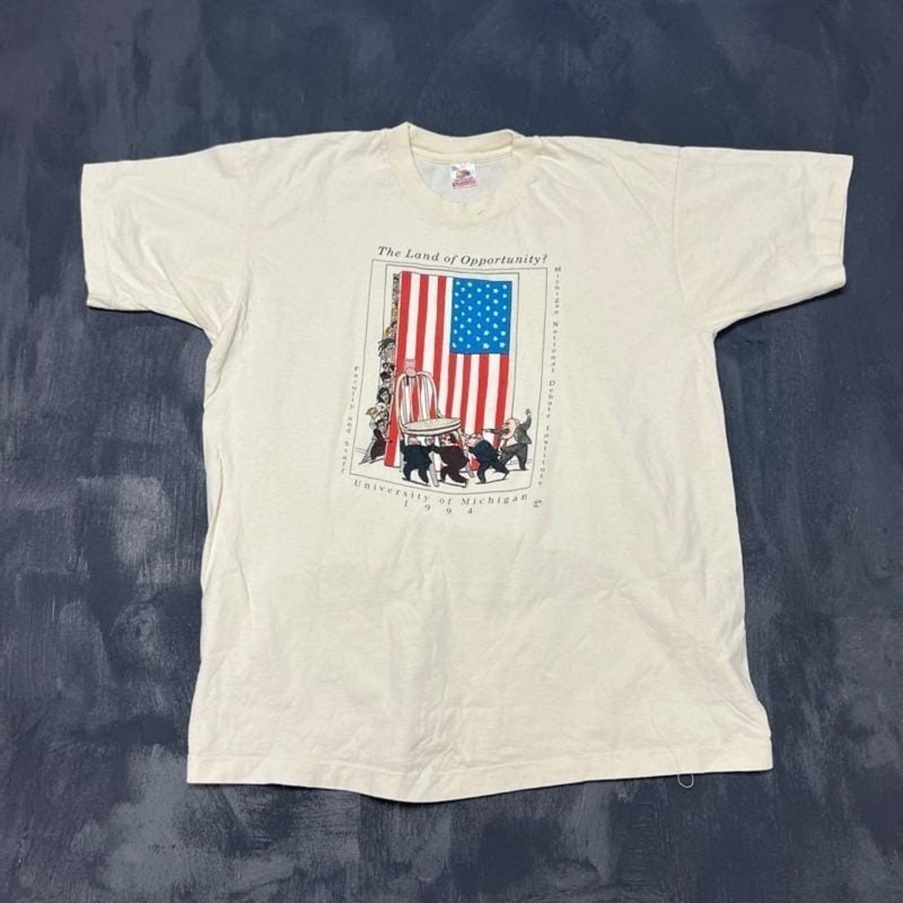 Vintage University Of Michigan Shirt Men's XL White 1990s Debate Institute